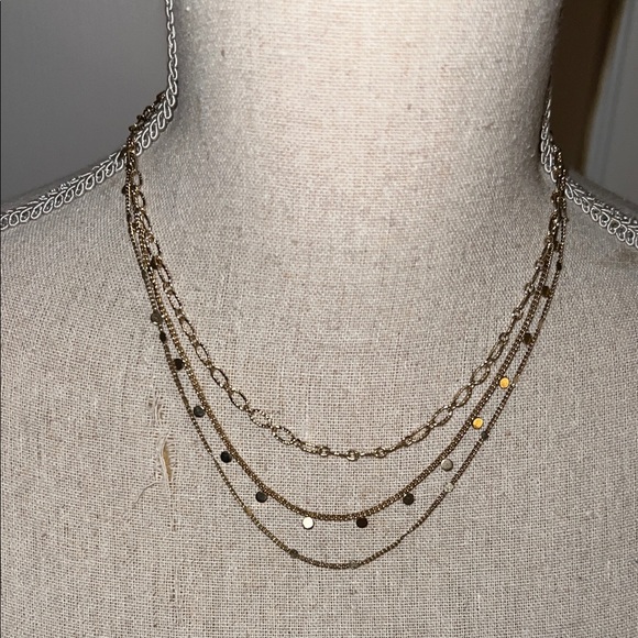 Yellow Gold Delicate Layered Chain Necklace - Picture 1 of 2